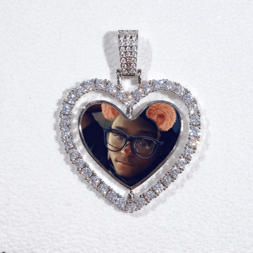 3D Spinning 2-Faced Heart Custom Picture Pendant