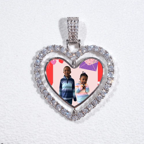 3D Spinning 2-Faced Heart Custom Picture Pendant