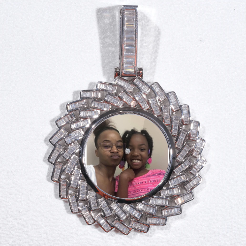 Large 3D Baguette Custom Picture Pendant