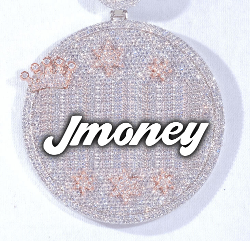 CUSTOM LETTER NECKLACE 3D BIG CROWN DISC