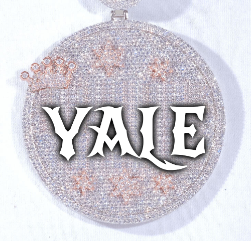 CUSTOM LETTER NECKLACE 3D BIG CROWN DISC