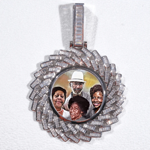 Large 3D Baguette Custom Picture Pendant