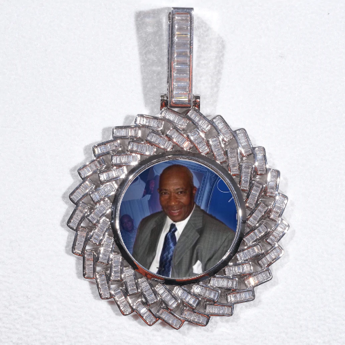 Large 3D Baguette Custom Picture Pendant