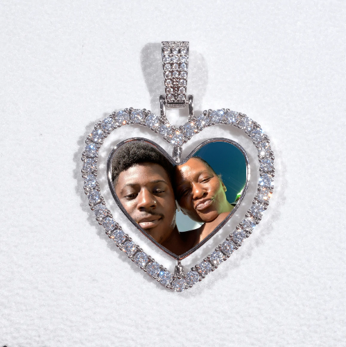 3D Spinning 2-Faced Heart Custom Picture Pendant