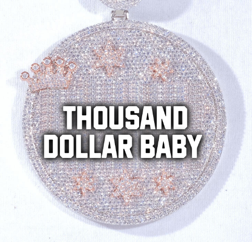 CUSTOM LETTER NECKLACE 3D BIG CROWN DISC