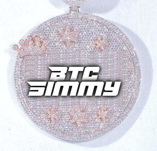 CUSTOM LETTER NECKLACE 3D BIG CROWN DISC