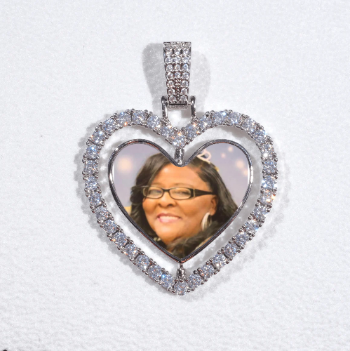 3D Spinning 2-Faced Heart Custom Picture Pendant