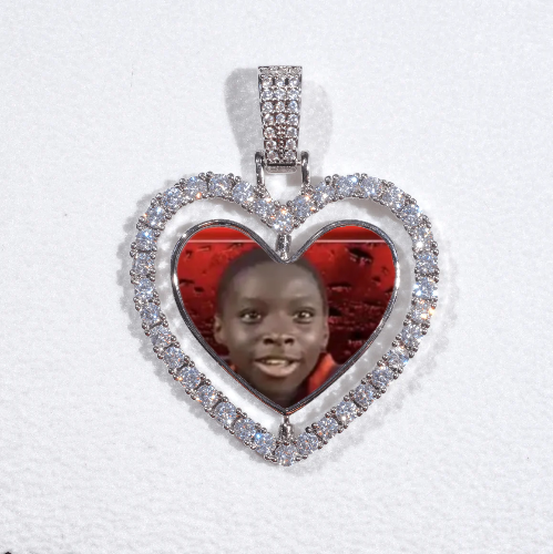 3D Spinning 2-Faced Heart Custom Picture Pendant