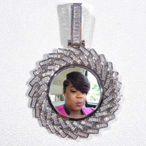Large 3D Baguette Custom Picture Pendant