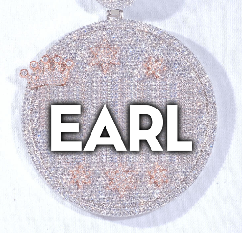 CUSTOM LETTER NECKLACE 3D BIG CROWN DISC