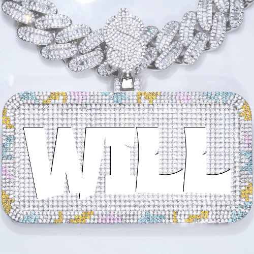 CUSTOM LETTER NECKLACE 3D COLORFUL SQUARE