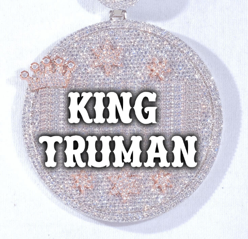 CUSTOM LETTER NECKLACE 3D BIG CROWN DISC