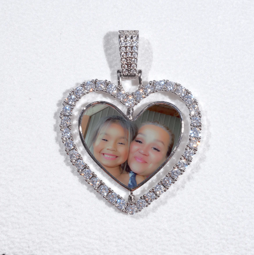 3D Spinning 2-Faced Heart Custom Picture Pendant