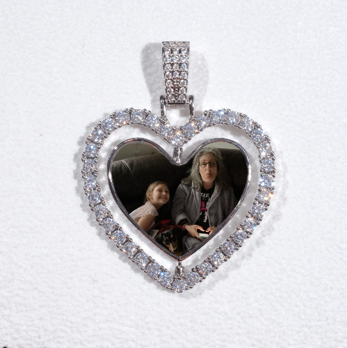 3D Spinning 2-Faced Heart Custom Picture Pendant