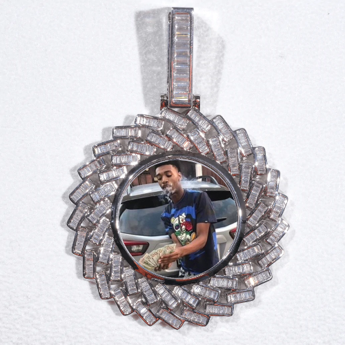 Large 3D Baguette Custom Picture Pendant