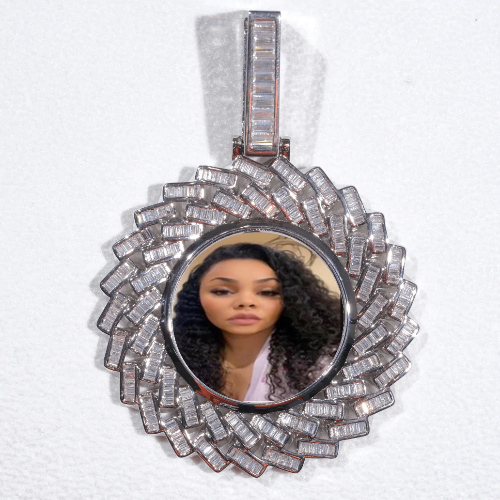 Large 3D Baguette Custom Picture Pendant