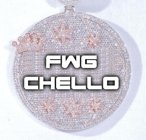 CUSTOM LETTER NECKLACE 3D BIG CROWN DISC