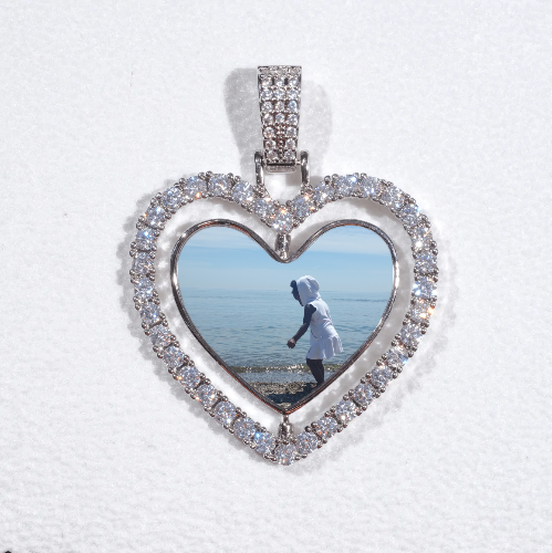 3D Spinning 2-Faced Heart Custom Picture Pendant