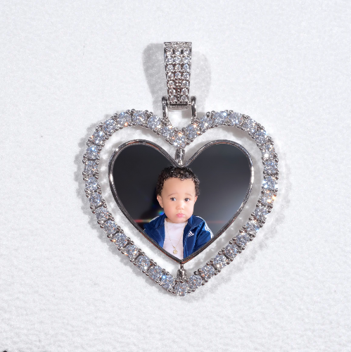 3D Spinning 2-Faced Heart Custom Picture Pendant