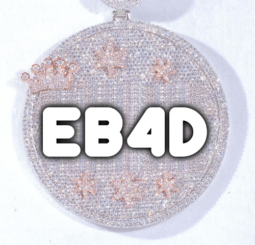CUSTOM LETTER NECKLACE 3D BIG CROWN DISC