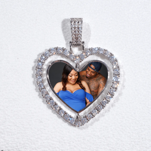 3D Spinning 2-Faced Heart Custom Picture Pendant