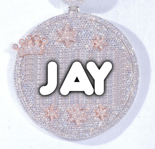 CUSTOM LETTER NECKLACE 3D BIG CROWN DISC