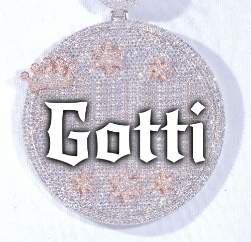 CUSTOM LETTER NECKLACE 3D BIG CROWN DISC