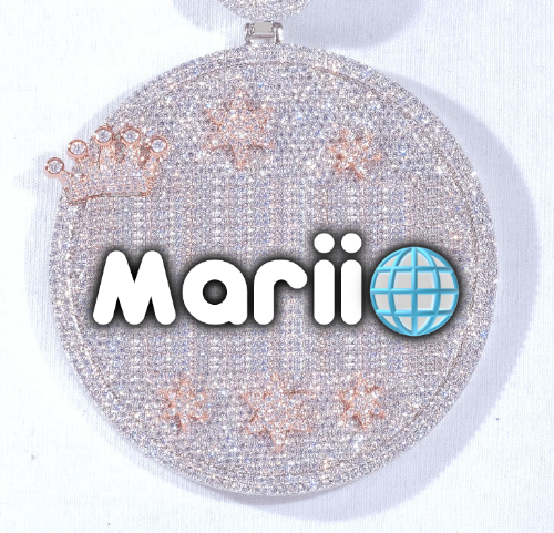 CUSTOM LETTER NECKLACE 3D BIG CROWN DISC