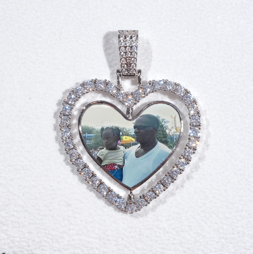 3D Spinning 2-Faced Heart Custom Picture Pendant