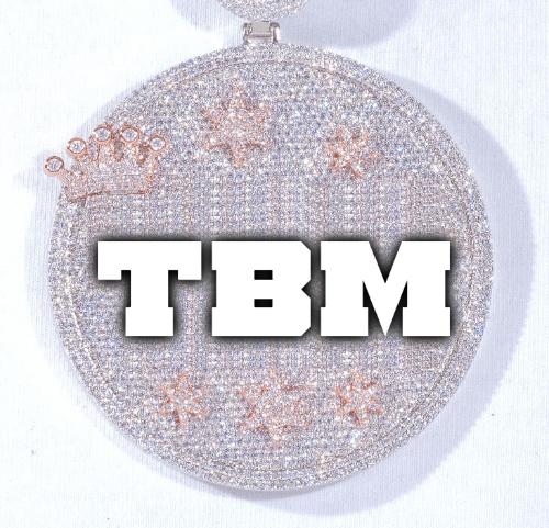 CUSTOM LETTER NECKLACE 3D BIG CROWN DISC