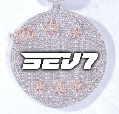 CUSTOM LETTER NECKLACE 3D BIG CROWN DISC