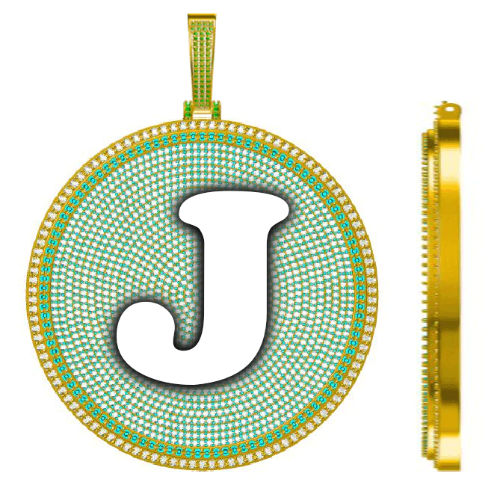 CUSTOM LETTER NECKLACE 3D BIG DISC