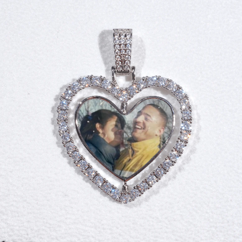 3D Spinning 2-Faced Heart Custom Picture Pendant