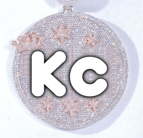 CUSTOM LETTER NECKLACE 3D BIG CROWN DISC