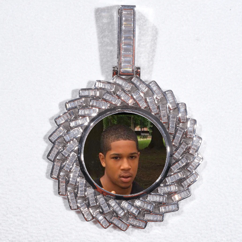 Large 3D Baguette Custom Picture Pendant