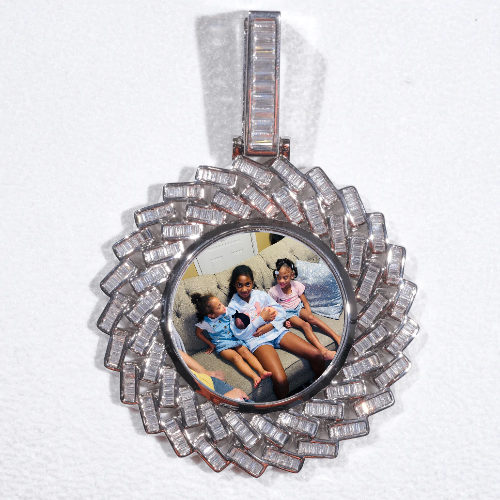 Large 3D Baguette Custom Picture Pendant