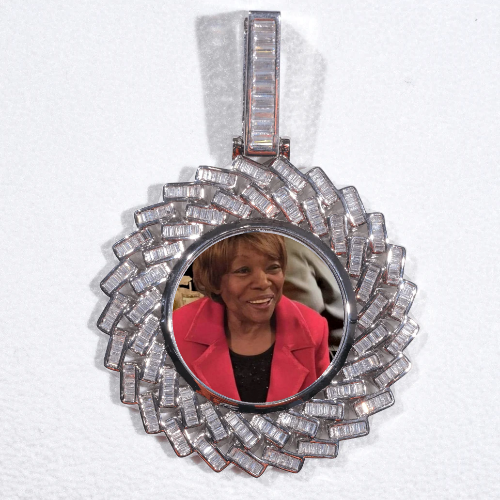 Large 3D Baguette Custom Picture Pendant