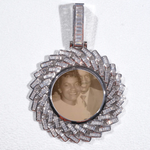 Large 3D Baguette Custom Picture Pendant