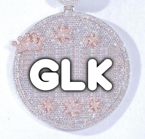 CUSTOM LETTER NECKLACE 3D BIG CROWN DISC