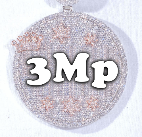 CUSTOM LETTER NECKLACE 3D BIG CROWN DISC