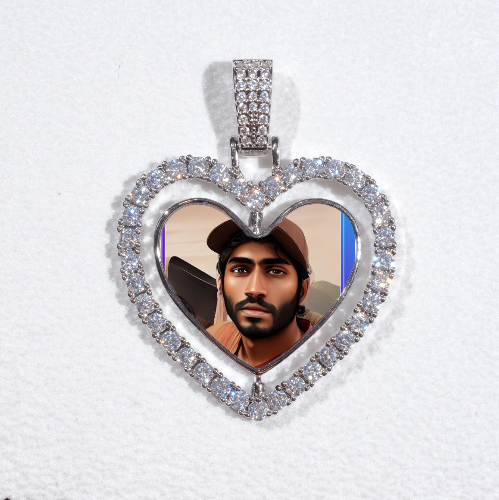3D Spinning 2-Faced Heart Custom Picture Pendant