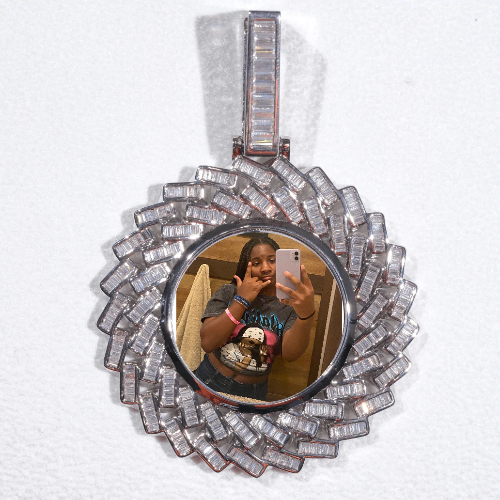 Large 3D Baguette Custom Picture Pendant