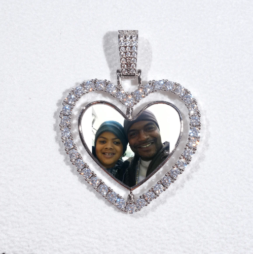 3D Spinning 2-Faced Heart Custom Picture Pendant