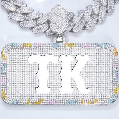 CUSTOM LETTER NECKLACE 3D COLORFUL SQUARE
