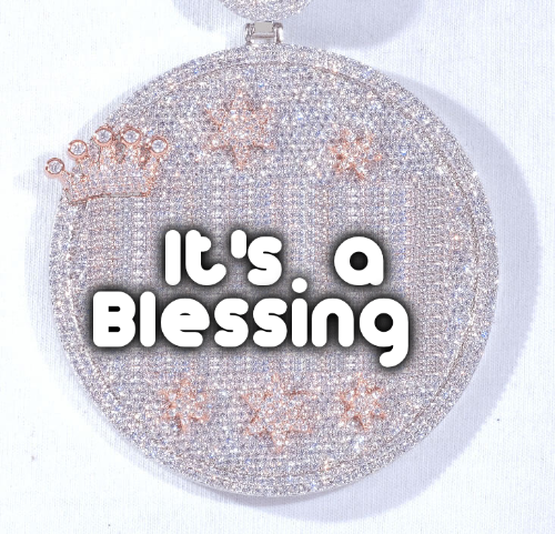 CUSTOM LETTER NECKLACE 3D BIG CROWN DISC