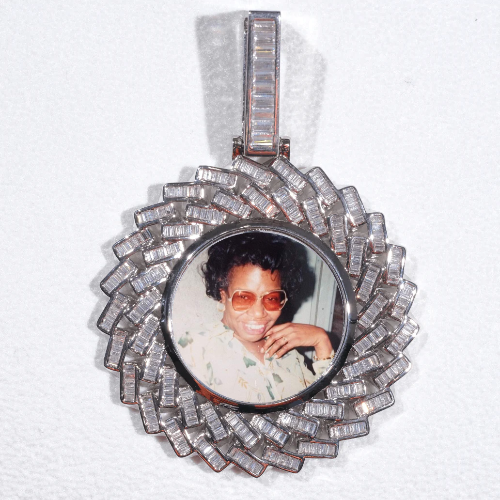 Large 3D Baguette Custom Picture Pendant