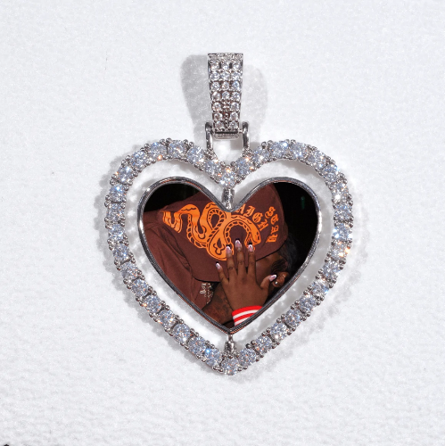 3D Spinning 2-Faced Heart Custom Picture Pendant