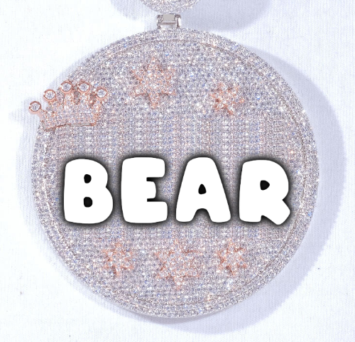 CUSTOM LETTER NECKLACE 3D BIG CROWN DISC