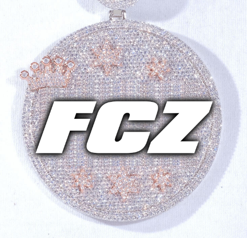 CUSTOM LETTER NECKLACE 3D BIG CROWN DISC