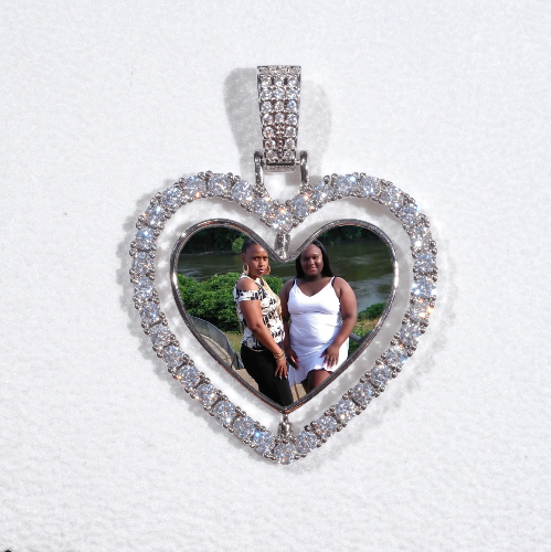 3D Spinning 2-Faced Heart Custom Picture Pendant